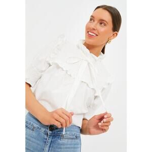 THE SHIRT BY ROCHELLE BEHRENS White Nicolette Shirt Size M NWT